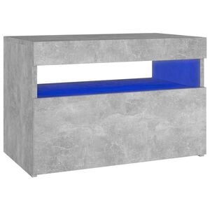 vidaXL sengebord med LED-lys 60x35x40 cm betongr&aring;