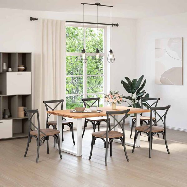 vidaXL spisebordsben U-formet 2 stk. hvid 80x(72-73) cm st&aring;l