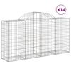 vidaXL buede gabionkurve 14 stk. 200x50x100/120 cm galvaniseret jern