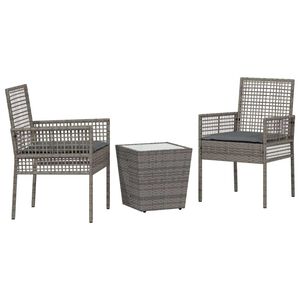 vidaXL Have Bistro S&aelig;t 3 pcs Gr&aring; polyrattan