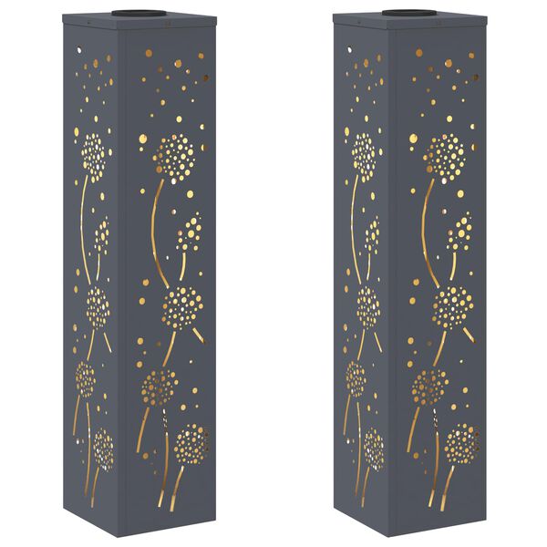 vidaXL Solar LED sti lys 2 pcs Antracit Koldvalset St&aring;l