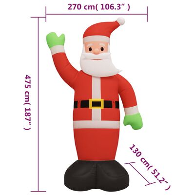 vidaXL oppustelig julemand med LED'er 475 cm
