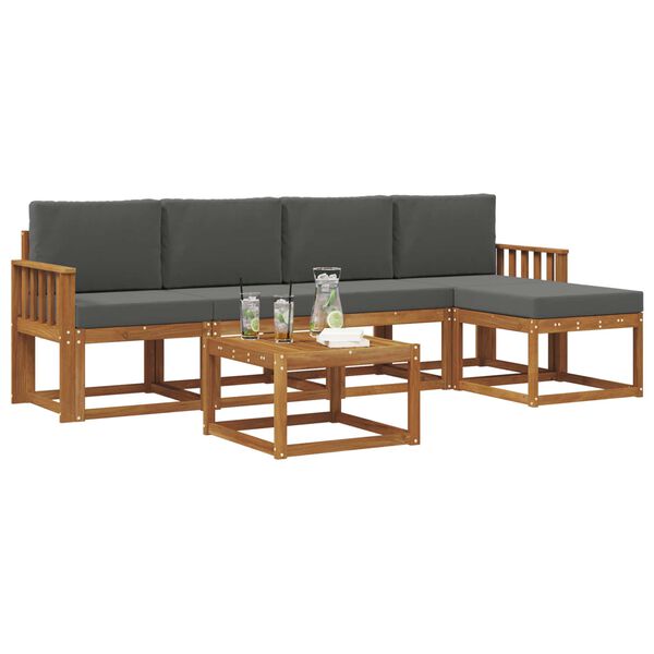 vidaXL Udend&oslash;rs sofagruppe med pude 6 pcs Naturlig og Antracit