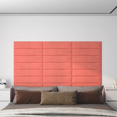 vidaXL vægpaneler 12 stk. 60x15 cm 1,08 m² fløjl lyserød