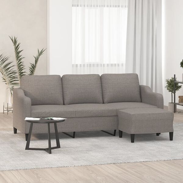 vidaXL 3-personers sofa med fodskammel 180 cm stof Gr&aring;brun