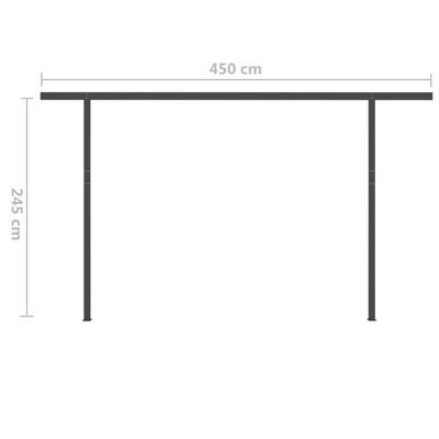 vidaXL markise med stolper 4,5x3 m manuel betjening antracitgrå