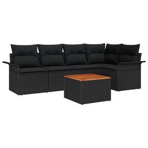 vidaXL Havesofa S&aelig;t med opbevaring 6 pcs Sort polyrattan