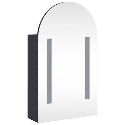 vidaXL badeværelsesskab med spejl og LED-lys 42x13x70 buet grå