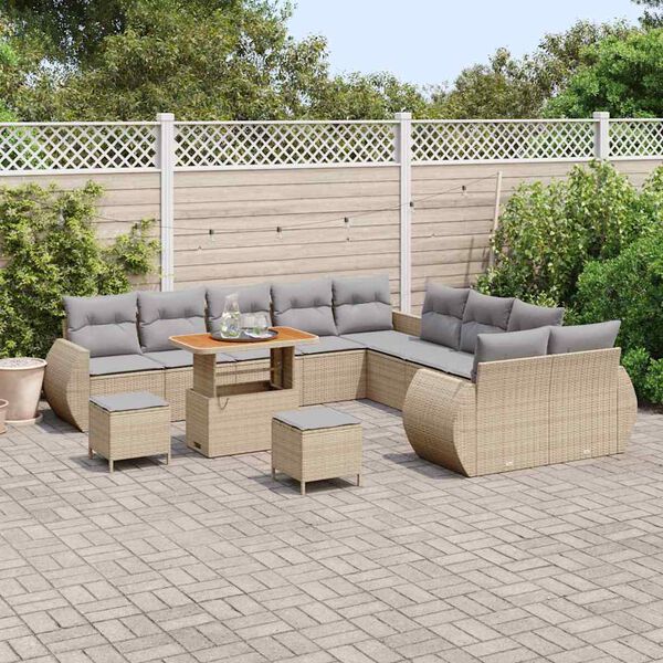 vidaXL Havesofa S&aelig;t 13 pcs Beige polyrattan