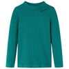 Lang&aelig;rmet T-shirt til b&oslash;rn str. 104 ribstrikket m&oslash;rkegr&oslash;n