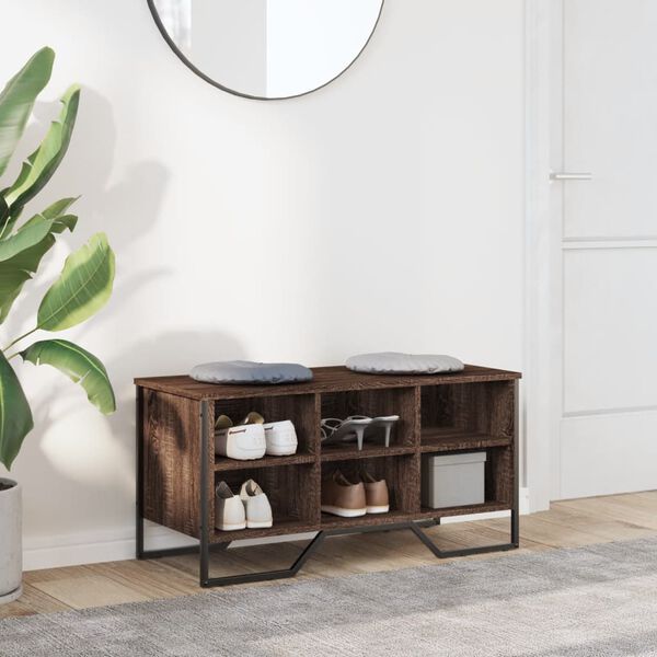 vidaXL skoreol 90x38x45,5 cm konstrueret træ brun egetræsfarve