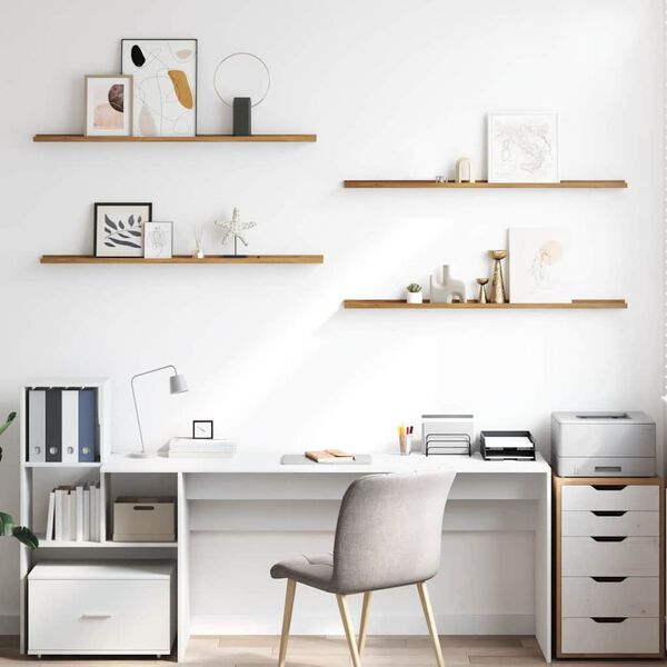 vidaXL V&aelig;ghylde med hylde 4 pcs Brun 115 x 9 x 3 cm Konstrueret tr&aelig;