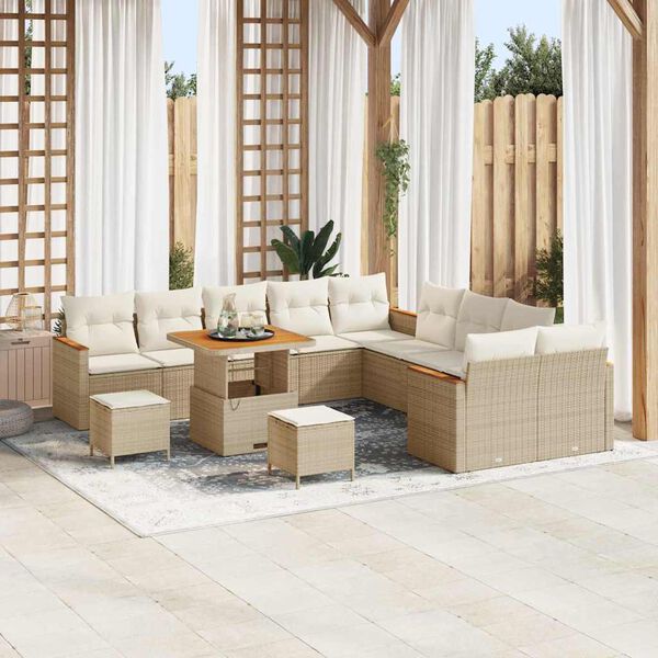 vidaXL Havesofa S&aelig;t 13 pcs Beige polyrattan