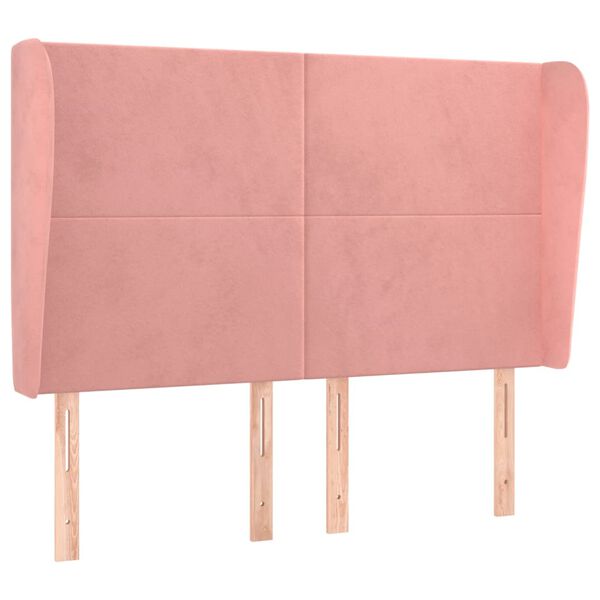 vidaXL sengegavl med kanter 147x23x118/128 cm fl&oslash;jl lyser&oslash;d