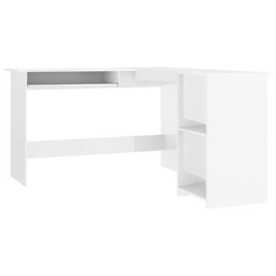 vidaXL L-formet skrivebord 120x140x75 cm konstrueret træ hvid højglans