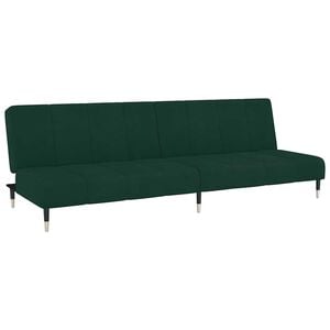 vidaXL 2-personers sovesofa fl&oslash;jl m&oslash;rkegr&oslash;n