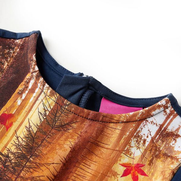 Langærmet kjole til børn str. 128 marineblå