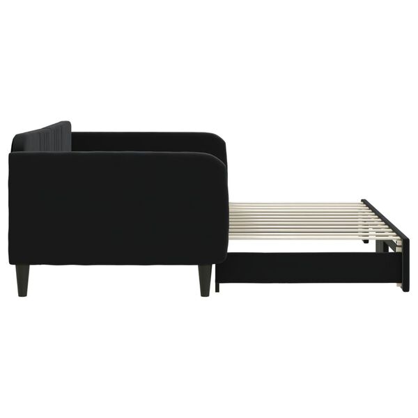 vidaXL daybed med udtr&aelig;k 100x200 cm velour sort