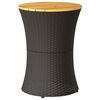 vidaXL sidebord trommeformet polyrattan og massivt træ sort