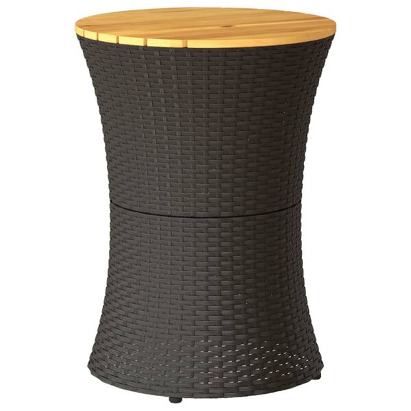 vidaXL sidebord trommeformet polyrattan og massivt træ sort