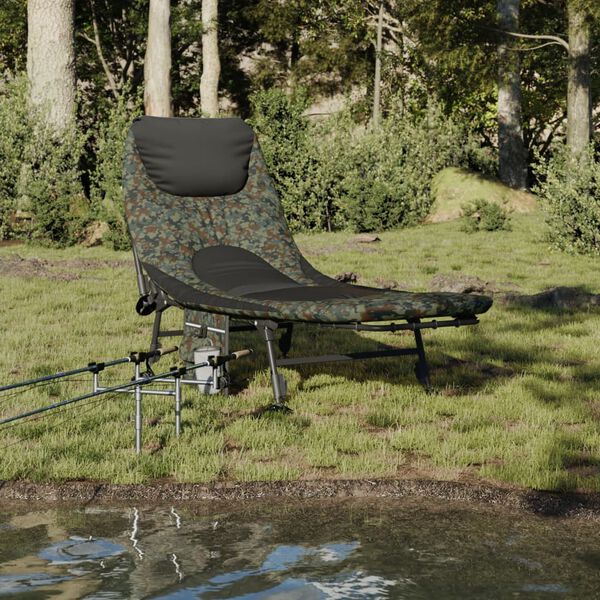 vidaXL fiskestol med justerbare fødder foldbar camouflage