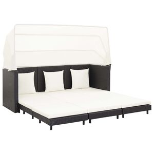 vidaXL udvidelig 3-personers sovesofa med tag polyrattan sort
