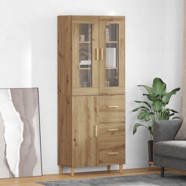vidaXL Highboard Artisan Egetr&aelig; 69,5 x 34 x 180 cm Konstrueret tr&aelig;