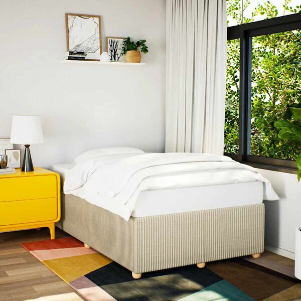 vidaXL Sengeramme uden madras Creme 120x200 cm Stof