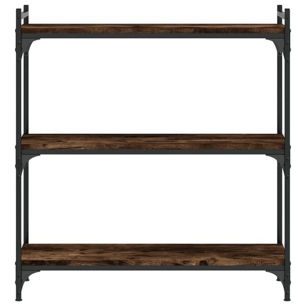 vidaXL bogreol 3 hylder 80x30x86 cm konstrueret træ røget eg