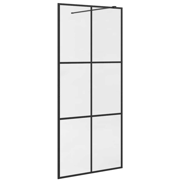 vidaXL brusevæg 90x195 cm klart sikkerhedsglas sort