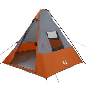 vidaXL Tipi telt med tag Gr&aring; og orange 383 x 338 x 217 cm taft