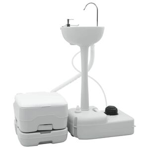 vidaXL Camping Toilet S&aelig;t 2 stk. Gr&aring; og Hvid H&oslash;j-densitet Polyethylen