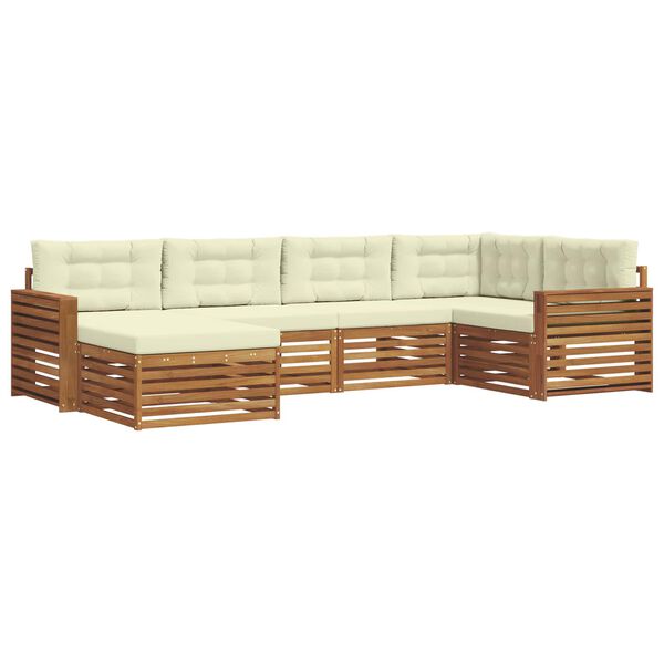 vidaXL Udend&oslash;rs sofagruppe med pude 6 pcs Naturlig og Fl&oslash;de