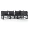 vidaXL loungesæt til haven 4 dele med hynder stål antracitgrå