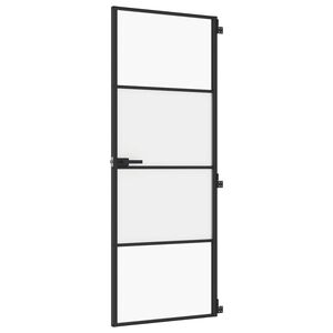 vidaXL d&oslash;r 76x201,5 cm h&aelig;rdet glas og aluminium sort