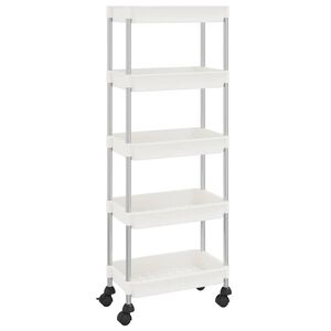 vidaXL k&oslash;kkenvogn med 5 hylder 42x29x128 cm jern og ABS hvid