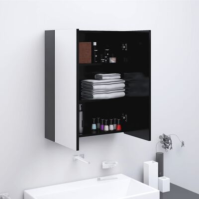 vidaXL badeværelsesskab med spejl 60x15x75 cm MDF antracitgrå