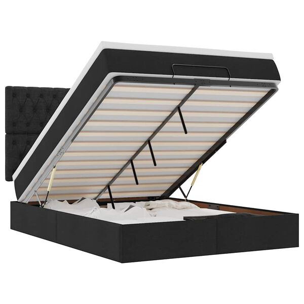 vidaXL osmannisk sengeramme med madras 140x200 cm stof sort