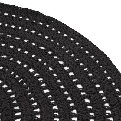 LABEL51 strikket gulvtæppe rund 150 cm bomuld sort