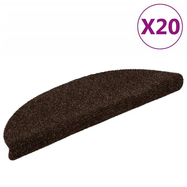vidaXL trappem&aring;tter selvkl&aelig;bende 20 stk. 56x17x3 cm brune halvrunde