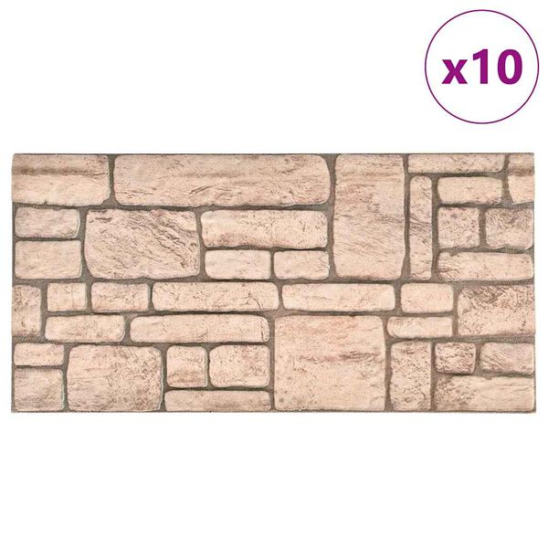 vidaXL 3D-v&aelig;gpaneler 10 stk. EPS murstensdesign beige