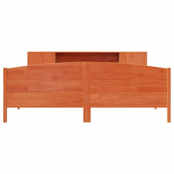 vidaXL seng med reol uden madras 180x200cm massivt fyrretr&aelig; gyldenbrun