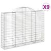 vidaXL buede gabionkurve 9 stk. 200x30x140/160 cm galvaniseret jern