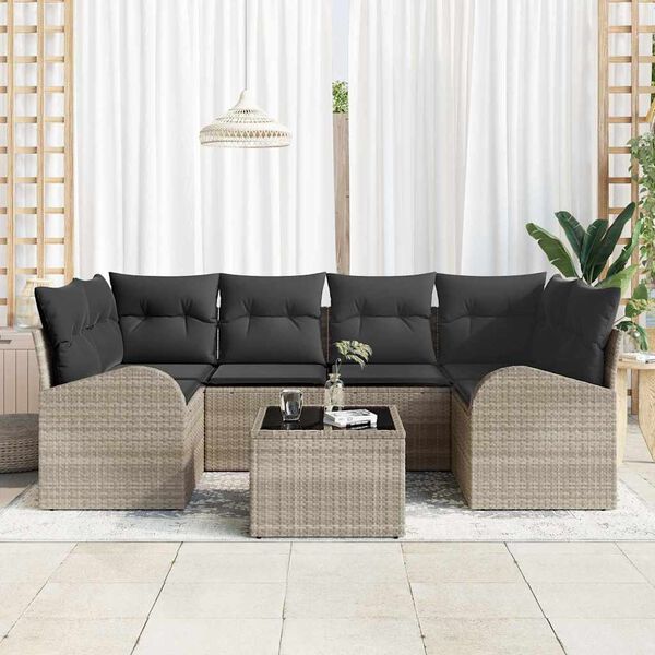 vidaXL Havesofa S&aelig;t Lysegr&aring; 55 x 55 x 37 cm polyrattan
