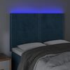 vidaXL sengegavl med LED-lys 144x5x118/128 cm fl&oslash;jl m&oslash;rkebl&aring;