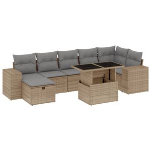 vidaXL sofas&aelig;t til haven 8 dele med hynder polyrattan beige