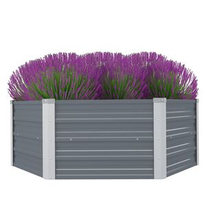 vidaXL h&aelig;vet havekasse 129 x 129 x 45 gr&aring;t galvaniseret st&aring;l