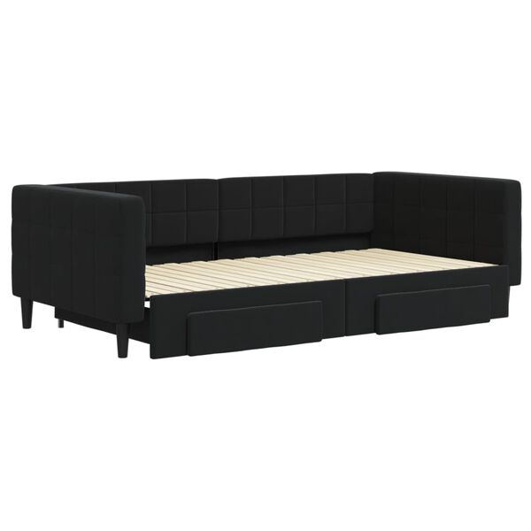 vidaXL daybed med udtr&aelig;k og skuffer 100x200 cm velour sort
