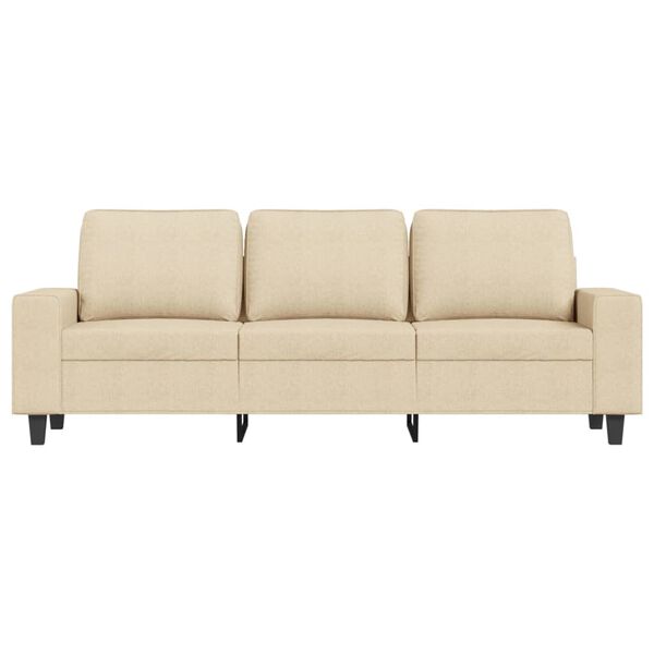 vidaXL 3-personers sofa med fodskammel 180 cm stof Cremefarvet