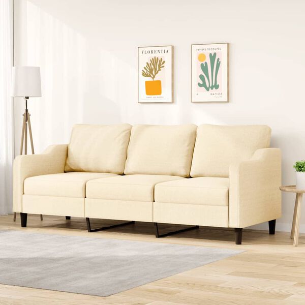 vidaXL 3-personers sofa 210 cm stof cremefarvet
